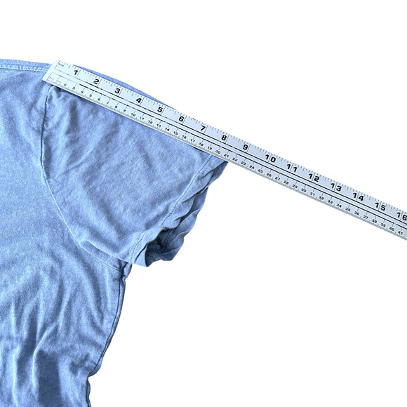 Marine Layer Henley T-Shirt Mens Large Blue Hemp Cotton Short Sleeve Button - Picture 9 of 10